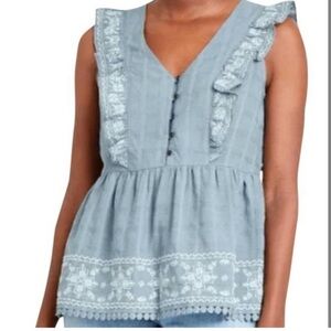 NWT Knox Rose Ruffle Embroidered Tank Top Cottagecore Size XXL